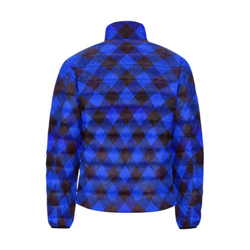 Blue Checkered Men's Padded Jacket - Image 2