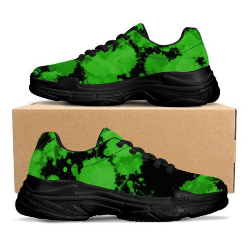 Green Paint Blots Running Shoes