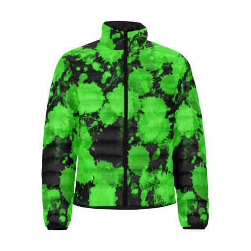 Green Paint Blots Men's Padded Jacket