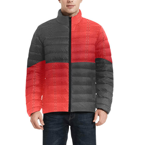 Leather Patchwork Men's Padded Jacket - Image 3