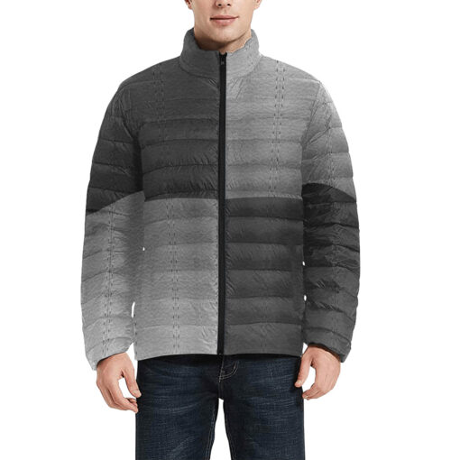 Leather Patchwork Men's Padded Jacket - Image 3