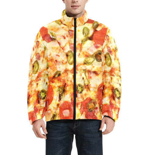 Pizza Pattern Men's Padded Jacket - Image 3