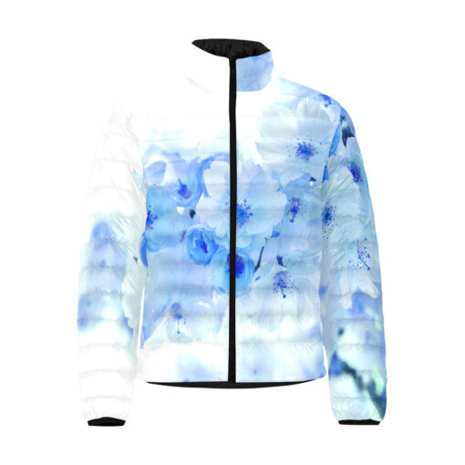 Blue Sakura Flowers Men's Padded Jacket