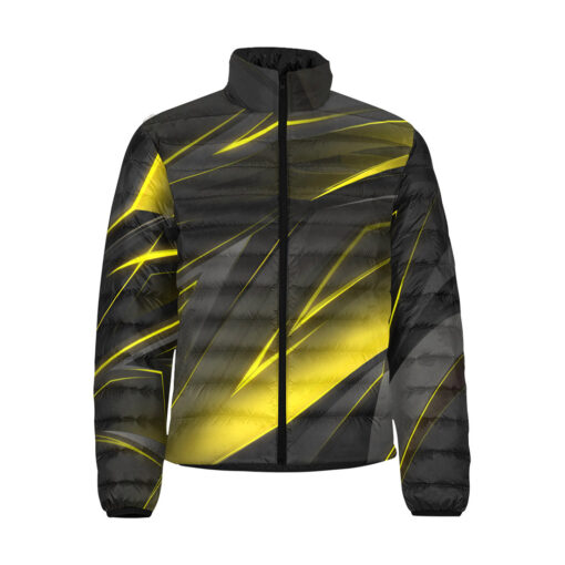 Yellow Geometric Stripes Men's Padded Jacket