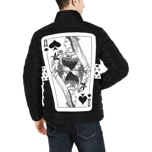 Queen of Spades Playing Cards Men's Padded Jacket - Image 4