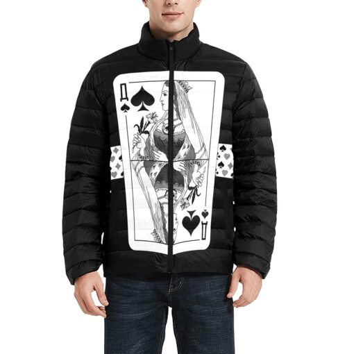 Queen of Spades Playing Cards Men's Padded Jacket - Image 3