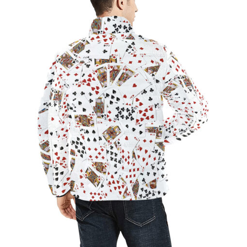 Royal Flush Playing Cards Men's Padded Jacket - Image 4