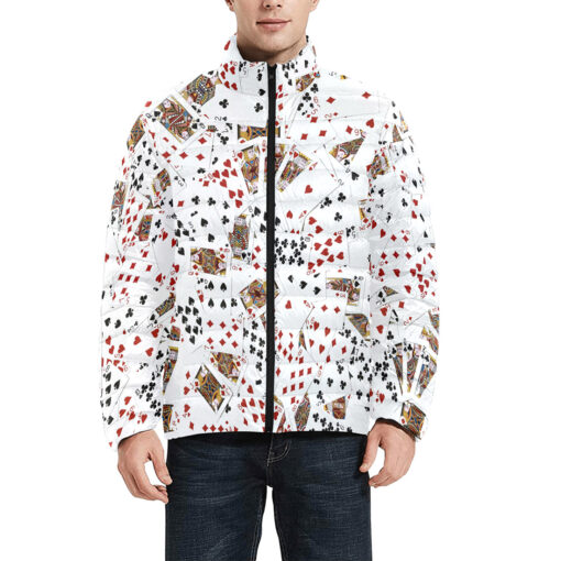 Royal Flush Playing Cards Men's Padded Jacket - Image 3