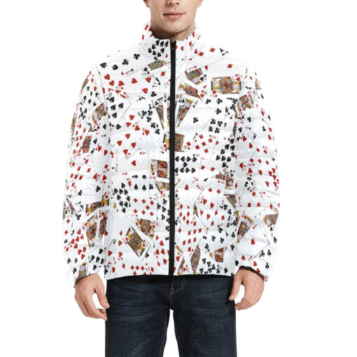 Royal Flush Playing Cards Men's Padded Jacket - Image 3