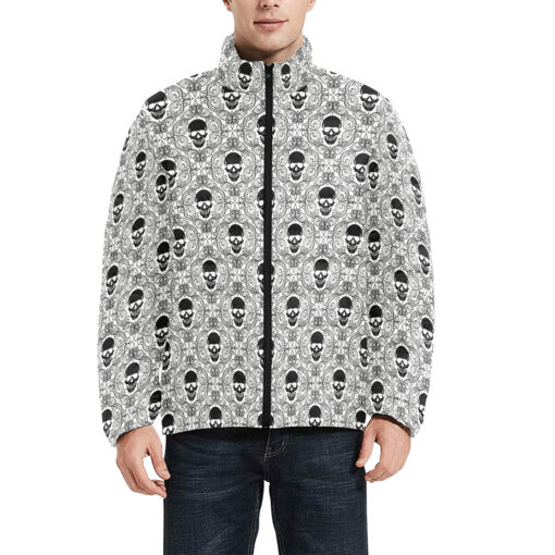 Skulls Lace Pattern Men's Padded Jacket - Image 3