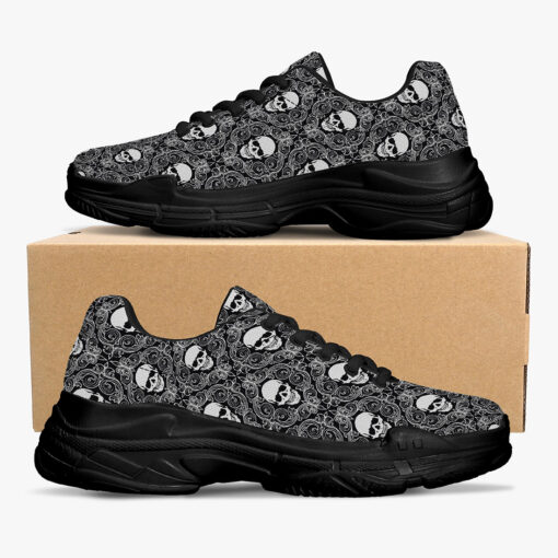 Skulls Lace Pattern Running Shoes