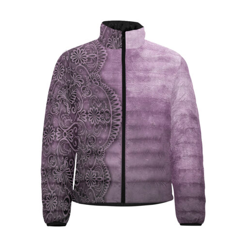 Violet Lace Ornament Men's Padded Jacket