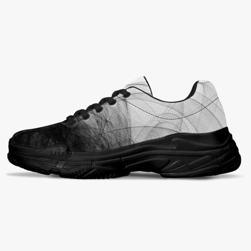 Black and White Abstraction Running Shoes - Image 4