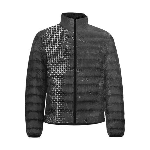 Metal Grid Cracks Scratches Men's Padded Jacket