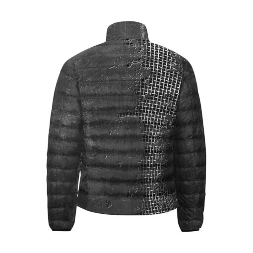 Metal Grid Cracks Scratches Men's Padded Jacket - Image 2