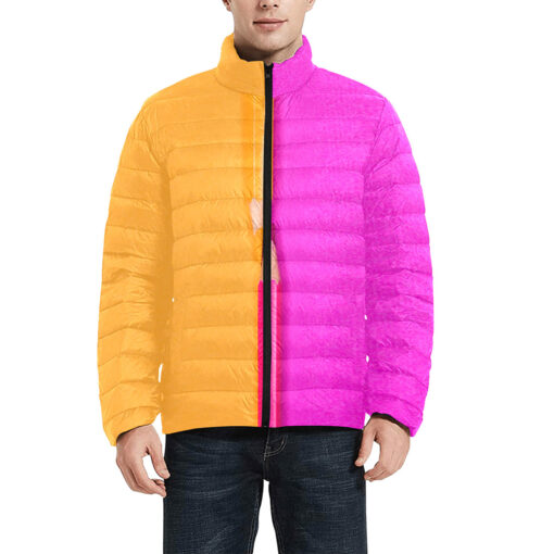 Dual Colors Pencils Men's Padded Jacket - Image 3