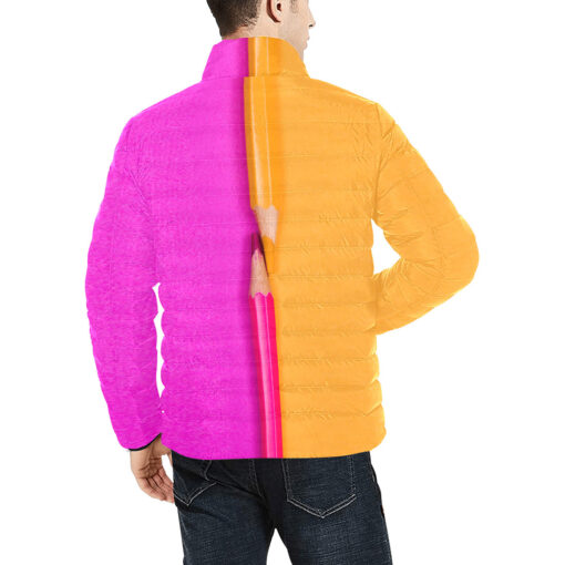 Dual Colors Pencils Men's Padded Jacket - Image 4