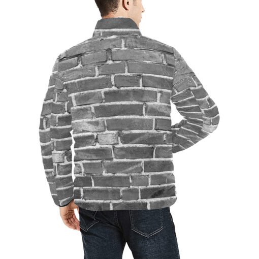 Gray Bricks Wall Men's Padded Jacket - Image 4