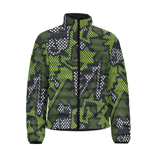 Green Geometric Men's Padded Jacket