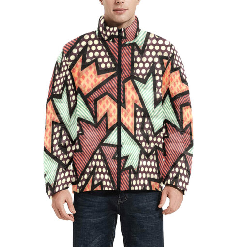 Cloth Geometric Grunge Men's Padded Jacket - Image 3