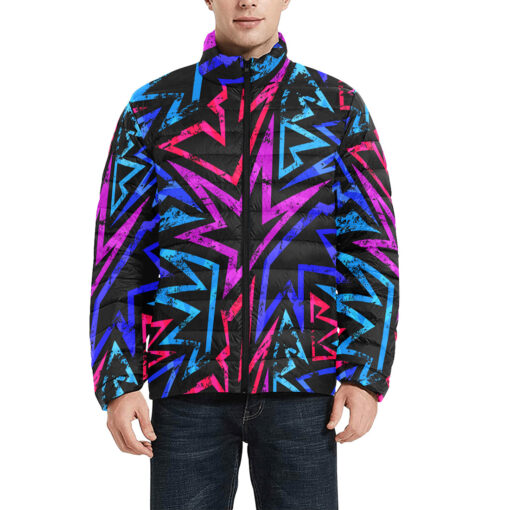 Music Grunge Geometric Men's Padded Jacket - Image 3