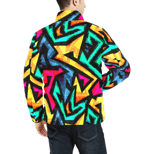 Bright Geometric Men's Padded Jacket - Image 4