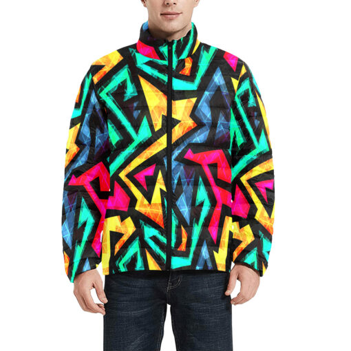 Bright Geometric Men's Padded Jacket - Image 3