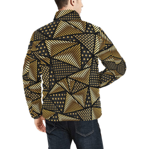 Gold Grunge Triangle Men's Padded Jacket - Image 4