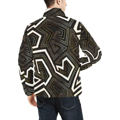 Retro Geometric Gold Frame Men's Padded Jacket - Image 4