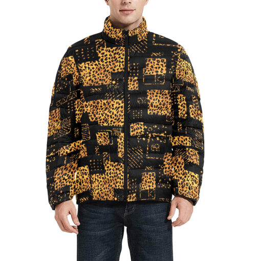 Abstract Animal Skin Fur Men's Padded Jacket - Image 3