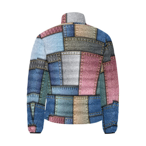 Denim Patchwork Men's Padded Jacket - Image 2