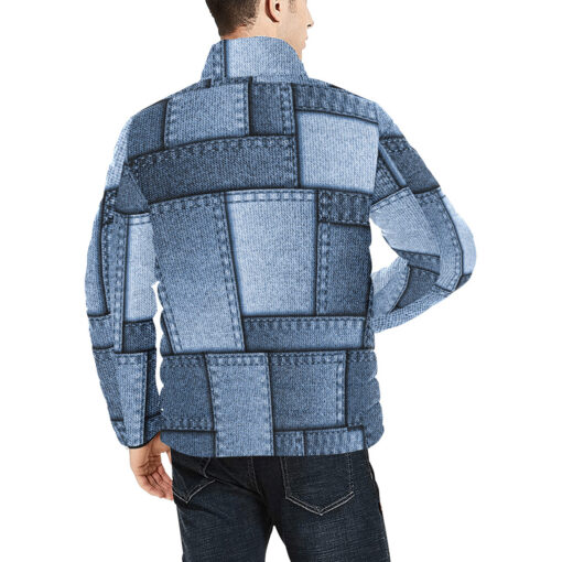 Denim Patchwork Men's Padded Jacket - Image 4