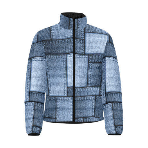 Denim Patchwork Men's Padded Jacket