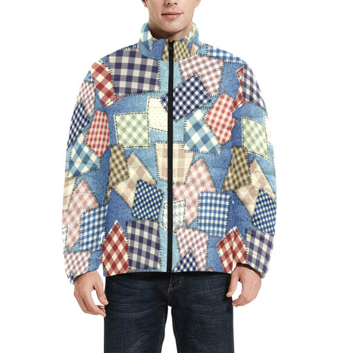 Cloth Patchwork Art Men's Padded Jacket - Image 3