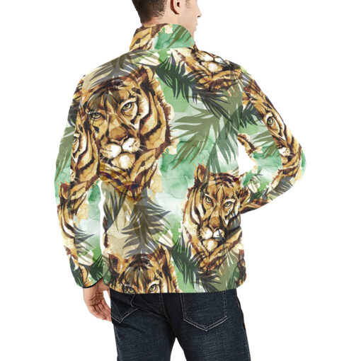 Tigers Exotic Tropical Leaves Men's Padded Jacket - Image 4