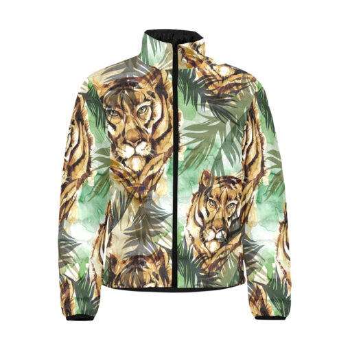 Tigers Exotic Tropical Leaves Men's Padded Jacket