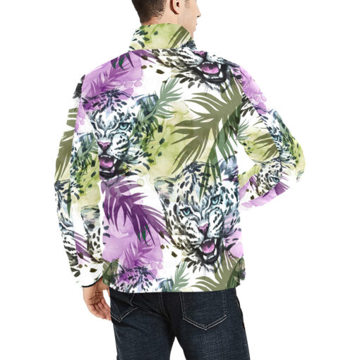 Leopards Exotic Tropical Leaves Men's Padded Jacket - Image 4