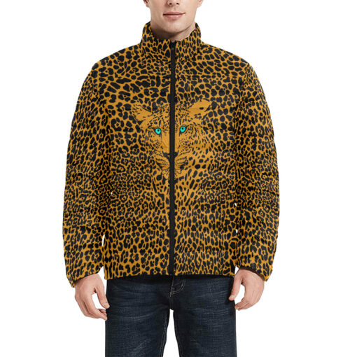 Leopard Art Background Men's Padded Jacket - Image 3