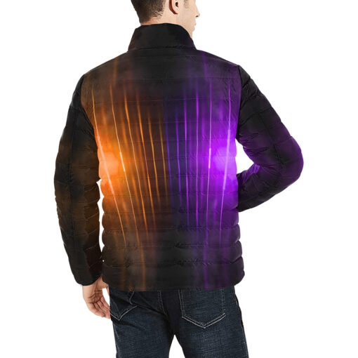 Violet Orange Smoke Neon Light Men's Padded Jacket - Image 4