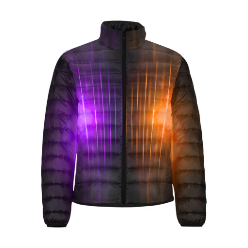 Violet Orange Smoke Neon Light Men's Padded Jacket