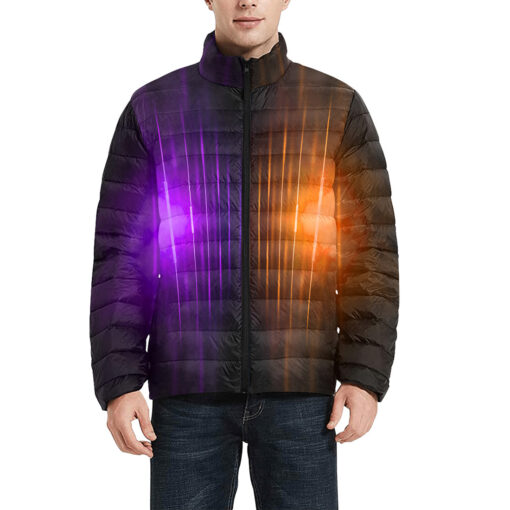 Violet Orange Smoke Neon Light Men's Padded Jacket - Image 3