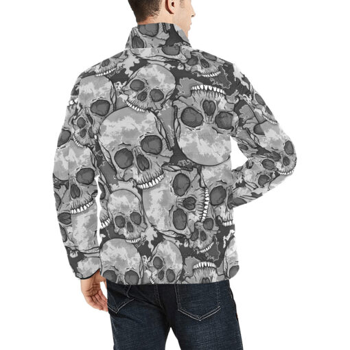 Gray Skulls Camouflage Men's Padded Jacket - Image 4