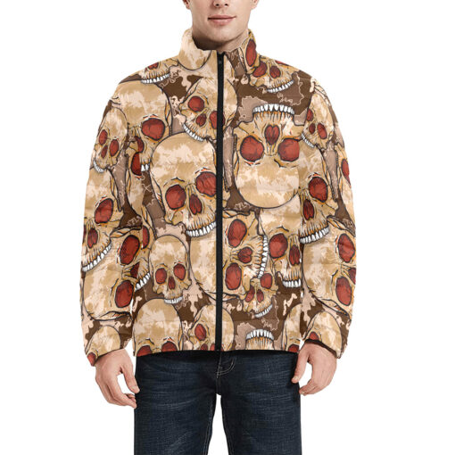 Red Skulls Camouflage Men's Padded Jacket - Image 3