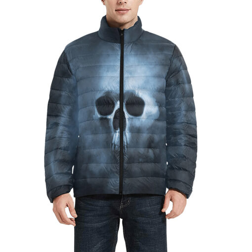 Smoke Cloud Scary Skull Men's Padded Jacket - Image 3