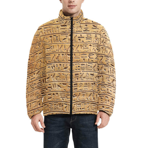 Egyptian Hieroglyphs Stone Men's Padded Jacket - Image 3