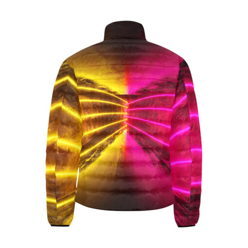 Red Yellow Futuristic Glowing Neon Men's Padded Jacket - Image 2