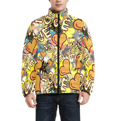 Grunge Love Graffiti Men's Padded Jacket - Image 3