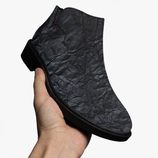 Black Crumpled Paper Fashion Boots - Image 3