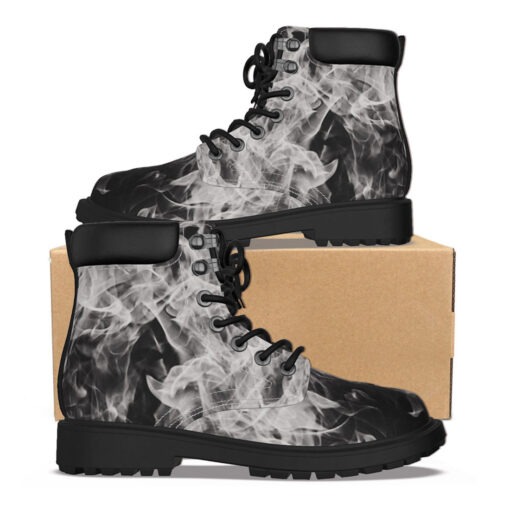 White Fire and Smoke Classic Boots