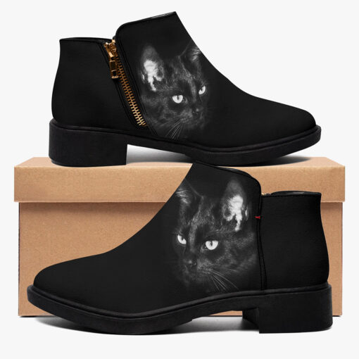 Black Cat Print Fashion Boots - Image 2